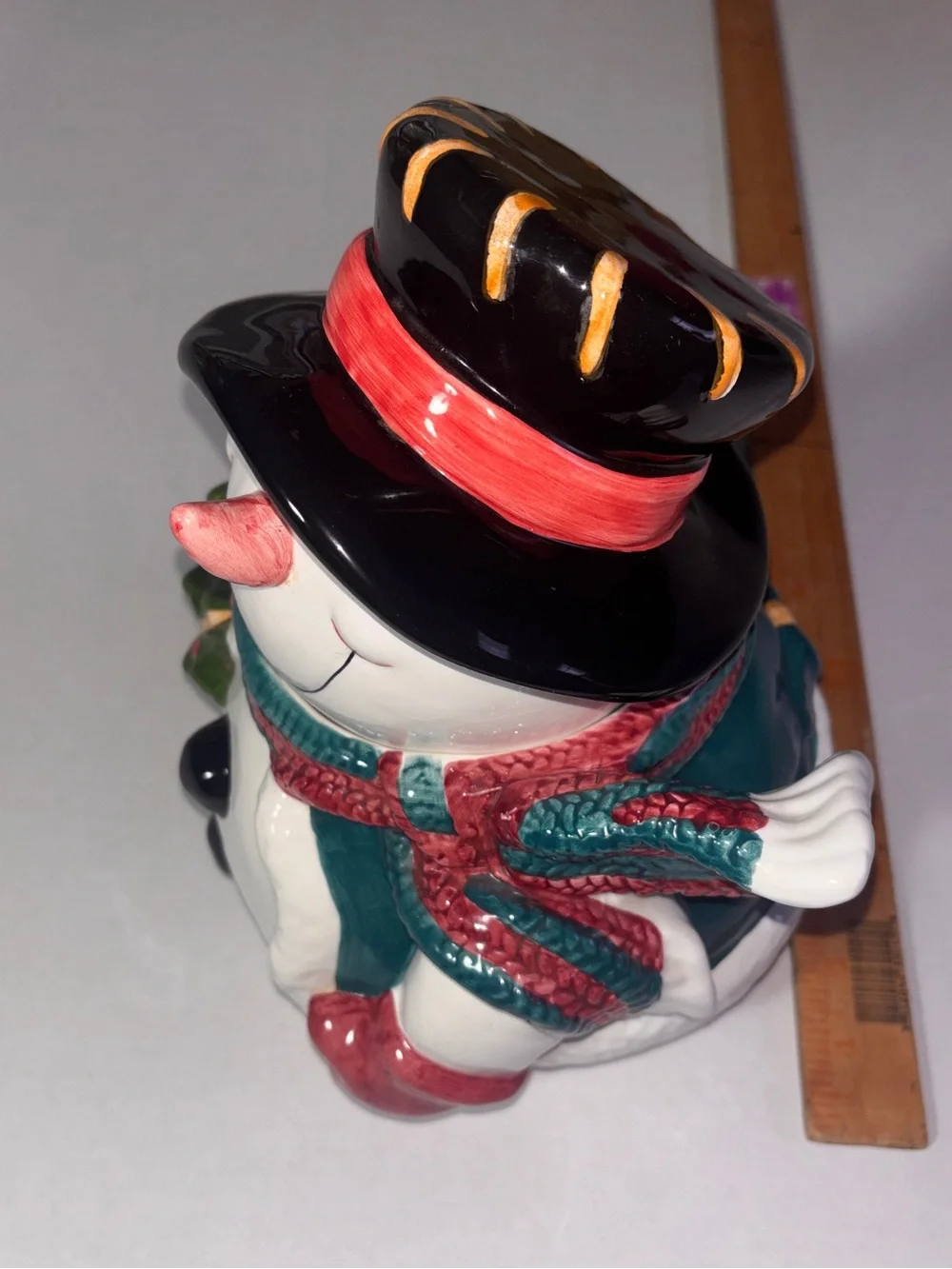 Vintage Giftco Ceramic Snowman Cookie Jar Holiday Decor Excellent Condition